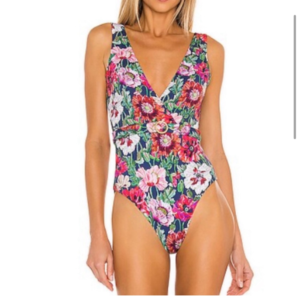 Onia Michelle Belted Wrap-Effect Floral Print Swimsuit One Piece Size Xs